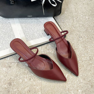 [Free Shipping] 2026 Summer New Collection: Plus-Size Closed-Toe High-Heeled Sandals Fashionable Single Shoes Pointed-Toe Chunky Heels And Versatile Design