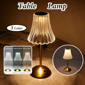 Crystal Metal Table Lamp Romantic Warm Dimmable LED Night Light Bedroom Bedside Lamp USB Rechargeable