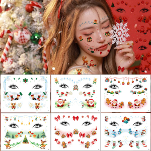 10pcs Christmas White Snowflake Stickers / Christmas Temporary Tattoo Face Patch / Body False Tattoo Manicure Paster / DIY Art Decoration Cute Waterproof Xmas Tree Decals