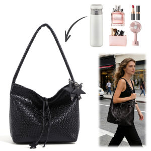 Portable Pet Carrier for Cats and Small Dogs Woven PU Leather Shoulder Bag with Breathable Mesh and Adjustable Strap
