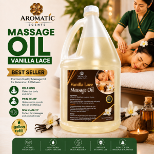 Vanilla Lace Scented Relaxing Massage Oil Gallon – Refreshing Spa-Grade Massage Oil for Sore Muscle Relief & Full-Body Relaxation