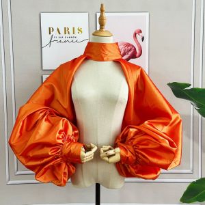 Orange Gold Fashion Jacket Puffy Sleeves Cloak Short Bolero Shawl High Neck With Buttons Bridal Accessories2026