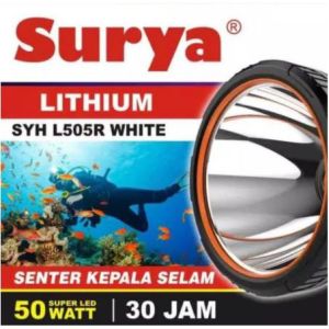 Surya Senter Kepala Selam LED Super Terang Lithium SYH L505R WHITE 50 Watt Super LED Rechargeable