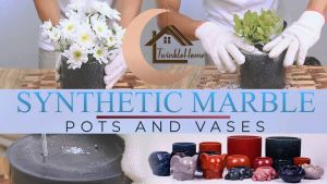 TwinkleHome 2Pcs Multipurpose Synthetic Marble Vase - Lotus and Elephant Design