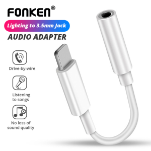 FONKEN อะแดปเตอร์ตัวเชื่อมต่อ3.5มม.สายไลท์นิ่งบลูทูธเป็นช่องเสียบหูฟัง Aux 3.5มม. อะแดปเตอร์เสียงสําหรับ iPhone 7/7 Plus/x/ 11pro/xs