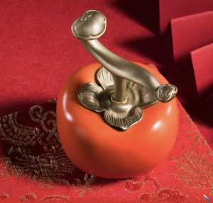 SG Local | "Shi Shi Ru Yi" Bronze Persimmon Centerpiece | Living Room Desktop Ornament | Elegant Home Decor Craft | Prosperity Housewarming Gift