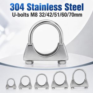 NOBLELUX M8 32/42/51/60/70mm Round Tube Steel Pipe Fastener Rust Resistant 304 Stainless Steel U-bolts High Quality Sturdy Clip-on Pipe Clamp Pipe Fixing Tool