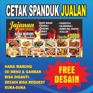 Banner Sosis Bakar Keren Bisa Diganti Nama/Warna Desain dll/Spanduk Custom Bisa Request