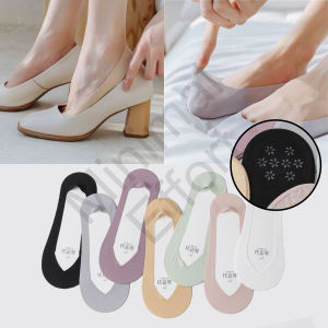 Women Silk Cotton Fabric No Show Low-cut Non-slip Boat Socks