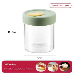 Turtle Glass Storage Jar 400ml with Vent Valve Lid  Leakproof Jar for Kitchen Food Preservation