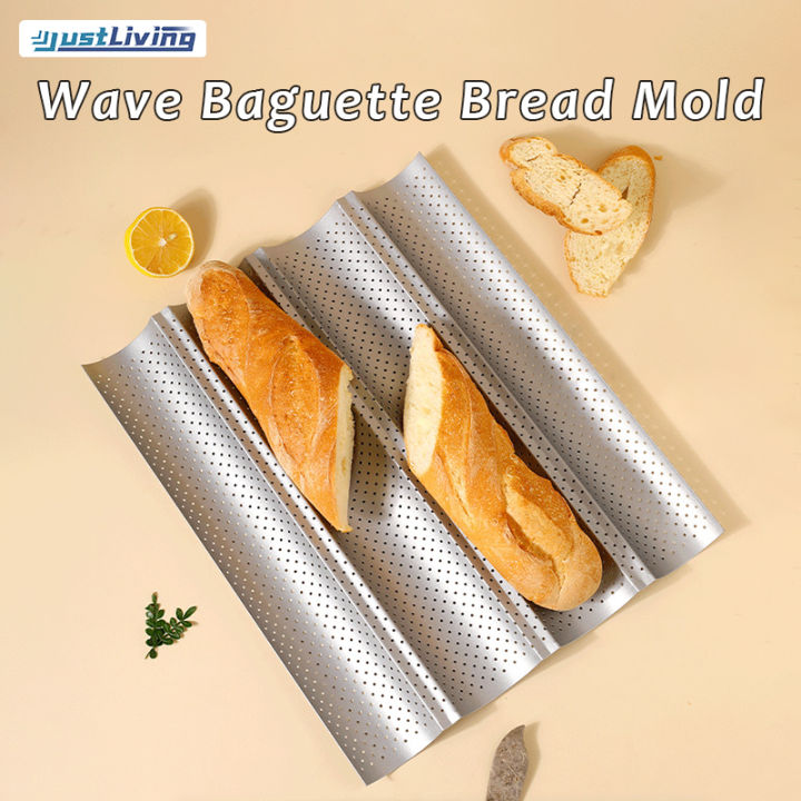 JustLiving Baguette Pan French Bread Pan Nonstick 2/3/4 Slot