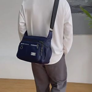 Mens Waterproof Oxford Shoulder Sling Bag with Multi-Compartment Organizer