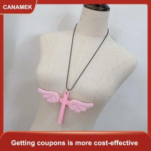 【CANAMEK】 Qua thiên thần Cánh Vòng cổ Chúa Giêsu Christ Mặt dây chuyền choker retro đồ trang sức phong cách tự nhiên Gỗ amulet