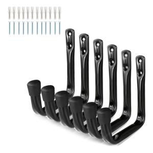 Space Saving Garage Hooks For Bikes Tools 6 Pack Practical Wall Mounted Organizers With Nonslip Surfaces