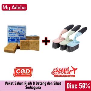 Paket Sabun Ajaib isi 8 Batang & Sikat Pembersih Noda Membandel Serbaguna / Sabun Cuci Coklat Ajaib