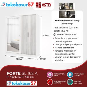 Lemari Pakaian Besi / Lemari Sliding Besi Anti Rayap dan Anti Jamur – FORTE SL 162 A – Activ Furniture