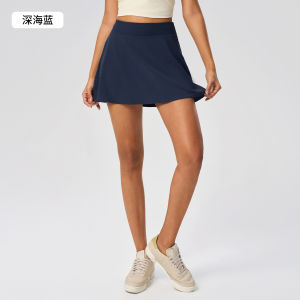 alo yoga Rok Tenis Dua Keping Palsu Pinggang Tinggi Rok Sukan Anti Terdedah Kelihatan Kurus Kecergasan Wanita A Skirt Perkataan