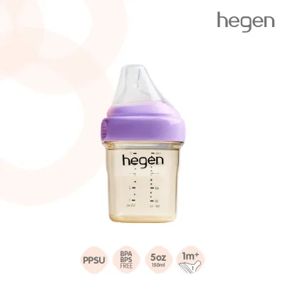 Hegen ขวดนมพรีเมียม ขนาด 5oz/150ml - จุกนมเสมือนนมแม่ เบอร์ 1 Slow Flow สำหรับ 0-3 เดือน - Feeding Bottle