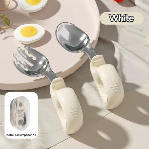 Mumystation Set Sendok Garpu Makan Bayi Travel Desain Bengkok Kotak BPA Free