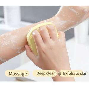 Alat Mandi Sikat Badan dan Rambut Silicon Bath Brush Body Scrub Shower Puff Silikon Lembut Alat Mandi dan Keramas dengan Dispenser Sabun Cair Relaksasi Massage Tubuh