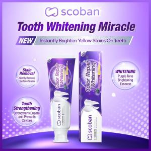 Scoban 150g purple color repair whithening  toothpaste  miracle Instantly Brighten Yellow Stains On Teeth  for Oral Health
