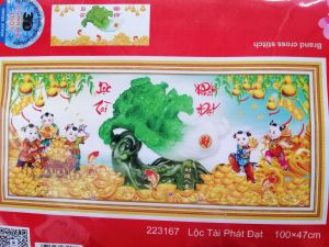 Tranh thêu chữ thập củ cải Lộc tài phát đạt (về tự thêu) 223167