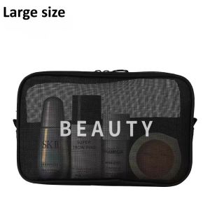 Quivlox Makeup Bag Transparent Nylon Mesh Cosmetic Bags Pouch Travel Organizer Zipper Beach Makeup Purse