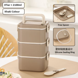 304 Stainless Steel 3 Tier Keep Warm Lunch Box Bento Box 2100ml Bekas Makanan 3 Tingkat 304不锈钢多层保温便当盒饭盒