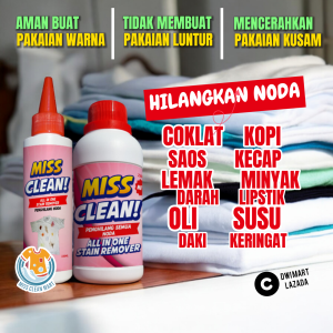 Cairan Penghilang Pembersih Noda Serbaguna All In One Baju Pakaian Putih Warna Membandel Miss Clean