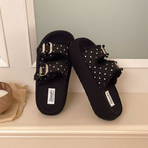Free Shipping High-End Polka Dot Thick-Soled Sandals For Women Summer Outdoor Wear 2026 New Style Non-Slip Height-Increasing Half-Slippers