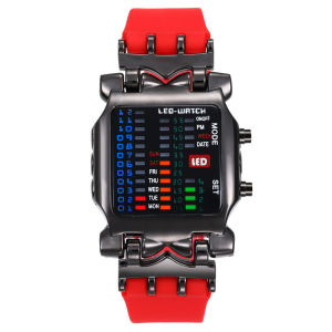 Binary Led Watch Creative Waterproof Business Electronic Watch Mens Trend Luminous Gift Sports Couple Date Time Display Watch
