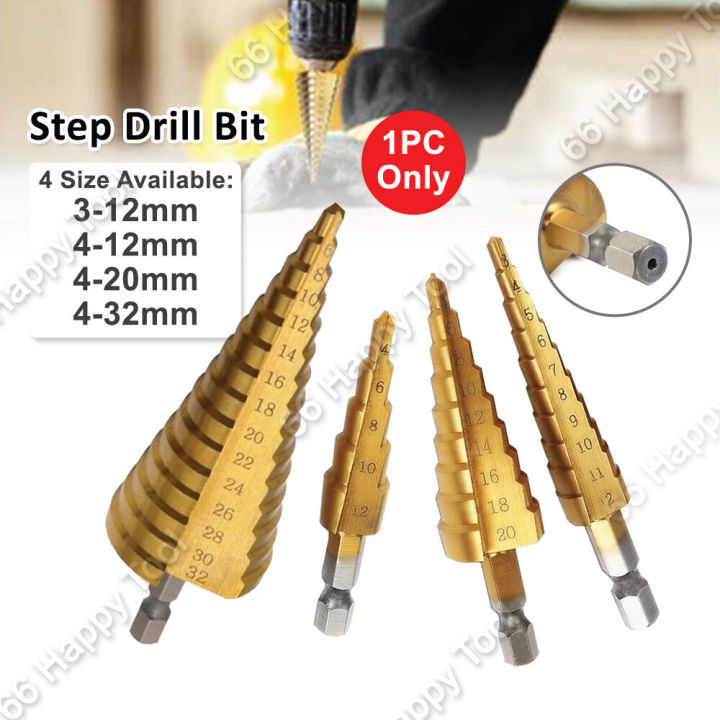 Aiwanto 3Pcs High Speed Steel Step Drill Bits Sheet Automatic Spring Loaded Center Punch Metal Hole Drilling (4-12, 4-20, 4-32mm) Buy, Best Price. Shipping