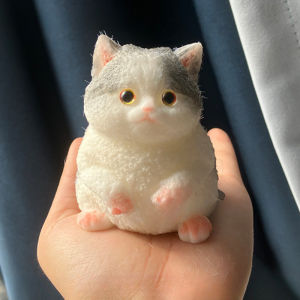 Mini Simulation Cat Squeezing Toy Hand-Painted Kitten Cute Plush Silicone Pinch Stress Relieving Toy