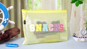 Abbylike 12 Pcs Snack Bags Pouch Travel Makeup Cosmetic Bag Clear Letter Zipper Pouch Waterproof PVC Organizer Storage for Women