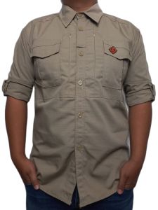 Kemeja Pria Tactical Mtac Lengan Panjang Bahan Ripstop Warna Krem