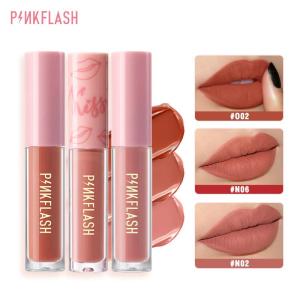 PINKFLASH 3 PCS Lip Set Matte Liquid Lipstick Soft VE Moisturizing Lip Tint Long Lasting Lipgloss Smooth Lightweight pinkflash p01