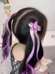 Klip Rambut Kartun Cartoon Wig Braid Hair Clip Cute Girl Princess Colorful Braided Hairpin Star Clip
