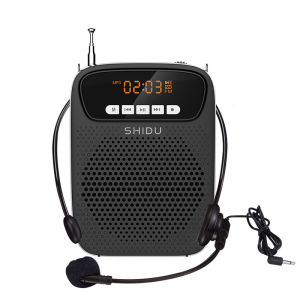SHIDU S298 15W Rechargeable Portable Bluetooth Voice Amplifier for Teacher and Guides Megaphone with Wired Microphone FM Radio AUX Audio Recording Mic Speaker Loudspeaker