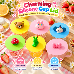 Cudlio Penutup Cawan Silikon Silicone Cup Lid Reusable Drink Cover Heat Resistant Food Grade Flexible Kitchen Home Office Coffee Tea Juice Milk Universal Cup Cover Dust Shield Hygienic Easy Clean 防虫杯盖 杯口盖