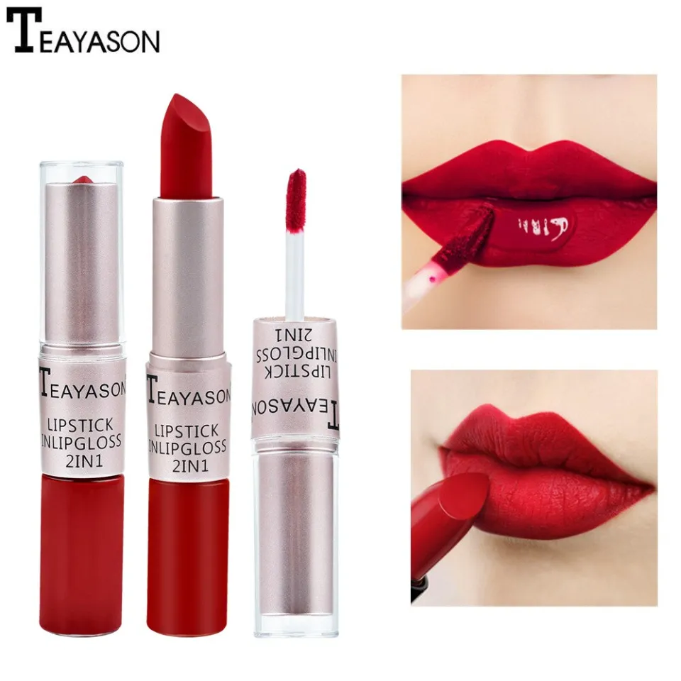 2 in 1 Waterproof Nude Matte Velvet Glossy Lip Gloss Lipstick Lip Balm Sexy  Red Lip Tint 12 Colors Women Fashion Makeup Gift | Lazada PH