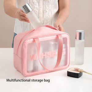 PVC Portable Travel Wash Makeup Bag Womens Cosmetic Bag Large-Capacity Transparent Waterproof Storage Box Organizer