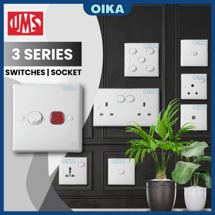 [READY STOCK] UMS 3 SERIES Switches Socket Outlet Wall Plug (SIRIM, JKR ...