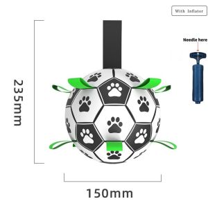 Dog Toy Durable Interactive Pet Football with Grab Tabs Dog Outdoor Training Soccer Bite Chew Balls(Include inflator)