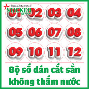 Sticker Bộ số từ 01 đến 120 dán số thứ tự dành cho Nhà Hàng Quán Cà Phê Quán Nhậu Quán Ăn Quán Nước... Decal nhựa không thấm nước