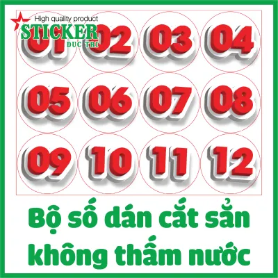 Sticker Bộ số từ 01 đến 120 dán số thứ tự dành cho Nhà Hàng Quán Cà Phê Quán Nhậu Quán Ăn Quán Nước... Decal nhựa không thấm nước