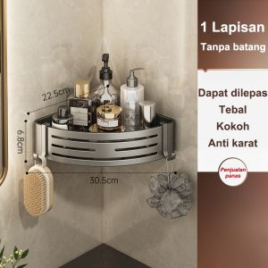 Rak Sudut Kamar Mandi Tanpa Pukulan Rak Sudut Organizer Toilet Cr Organizer dengan Gantungan Rak Space Serbaguna Gantung Tempel Dinding Space Aluminum Rack
