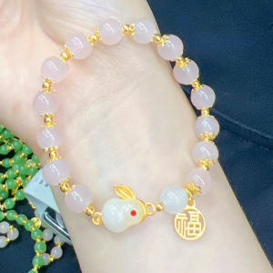 Fy💙 Gelang Kelinci Giok Manik-manik Merah / Gelang Mode Wanita Kelas Atas / Gelang Hadiah Hari Valentine / Gelang Keberuntungan Vintage