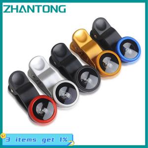 ZHANTONG 3In1เลนส์โทรศัพท์กล้องทั่วไปสำหรับสมาร์ทโฟนเลนส์ฟิชอายมุมกว้างและชุดกล้องมาโครแบบคลิปสำหรับโทรศัพท์มือถือทั่วไป