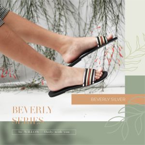 Beverly Silver Sandal wanita Flat sandal Sandal teplek Sendal wanita Selop Flat shoes wanita Sandal Sandal Flat Sandal selop Flip flop sandal Flip flop Slip sandal