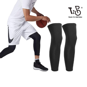 T2P One Pair Leg Sleeve for Sports UV Long Calf Sleeves Knee and Thigh Warming for Running Basketball Football Cycling and Other Sports for Men Women
